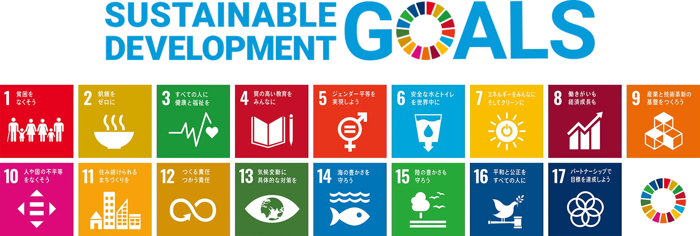 SDGsのロゴマークと17の目標アイコン